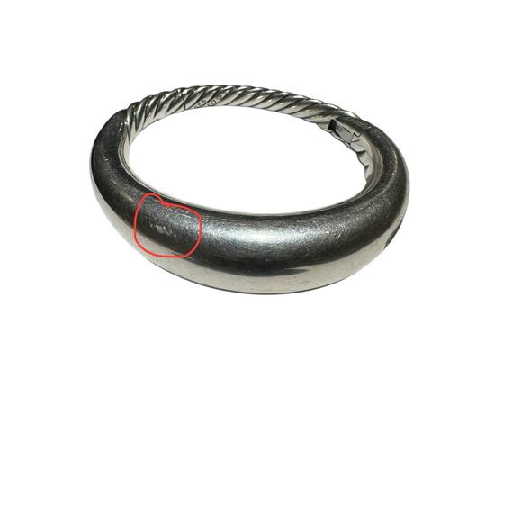 David Yurman Pure Form Solid Smooth Sterling Silver 17mm Bracelet - Picture 6 of 10